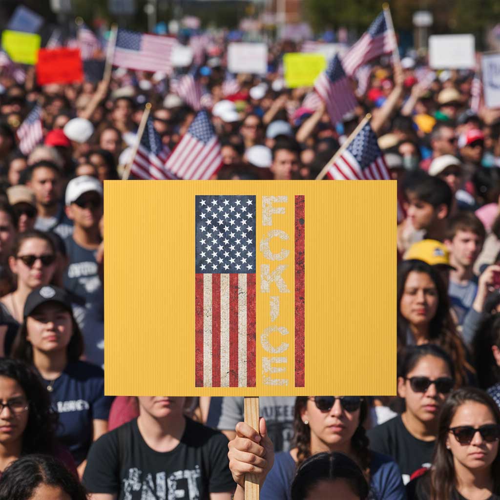F Ice Retro Distressed American Flag Protest Sign Patriotic Against Ice Justice Protest Resistance TS02 Horizontal 18