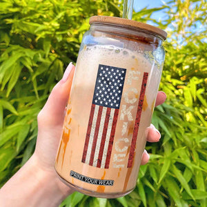 F Ice Retro Distressed American Flag Glass Can Patriotic Against Ice Justice Protest Resistance TS02 Black Print Your Wear