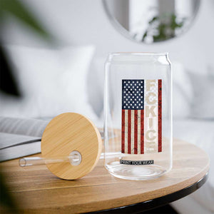 F Ice Retro Distressed American Flag Glass Can Patriotic Against Ice Justice Protest Resistance TS02 Print Your Wear