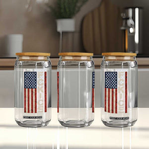 F Ice Retro Distressed American Flag Glass Can Patriotic Against Ice Justice Protest Resistance TS02 Print Your Wear