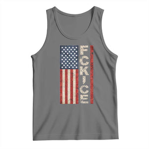 F Ice Retro Distressed American Flag Tank Top Patriotic Against Ice Justice Protest Resistance TS02 Black Heather Print Your Wear