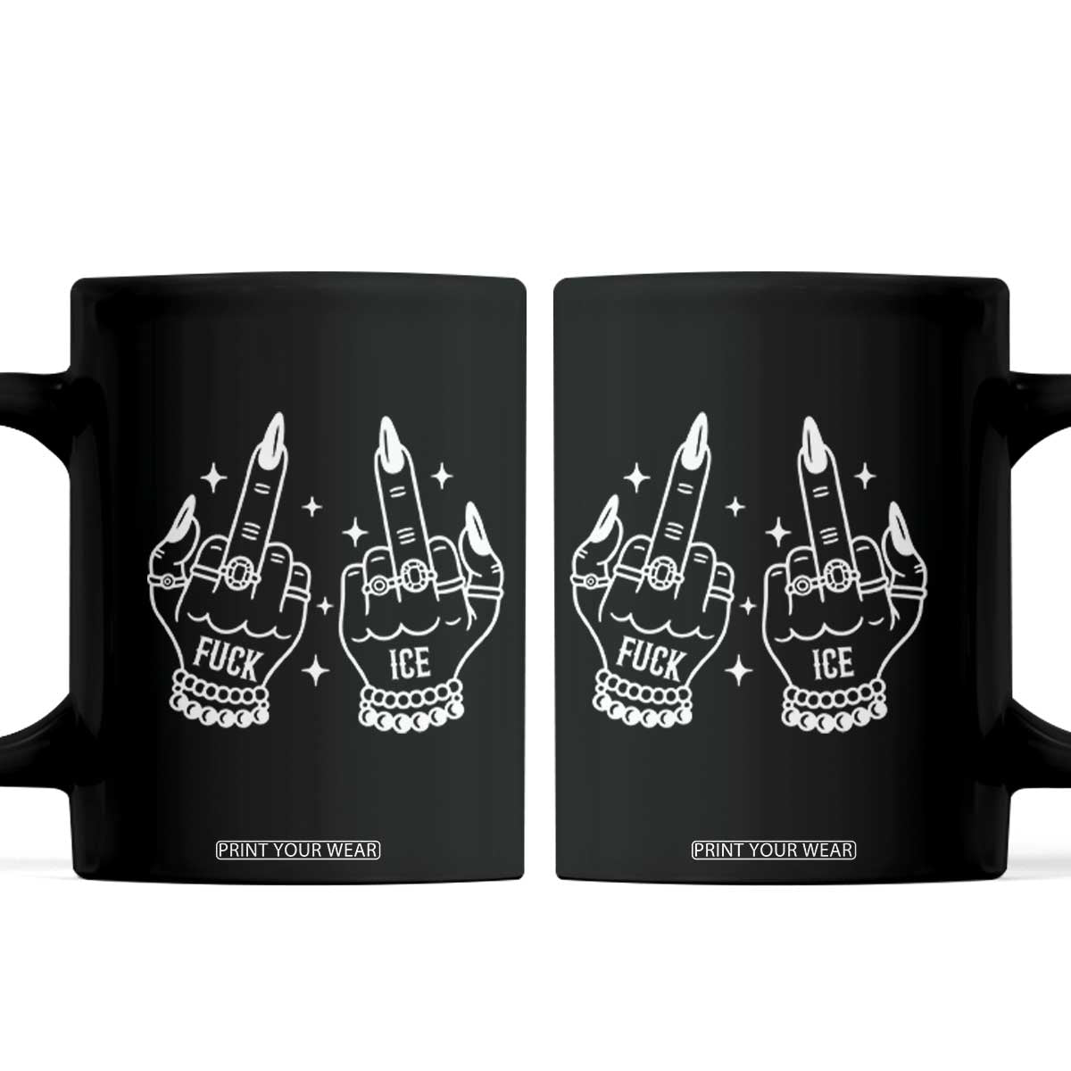 Middle Finger F Ice Coffee Mug Against Ice Violence Outspoken Resistance TS02 Black Print Your Wear