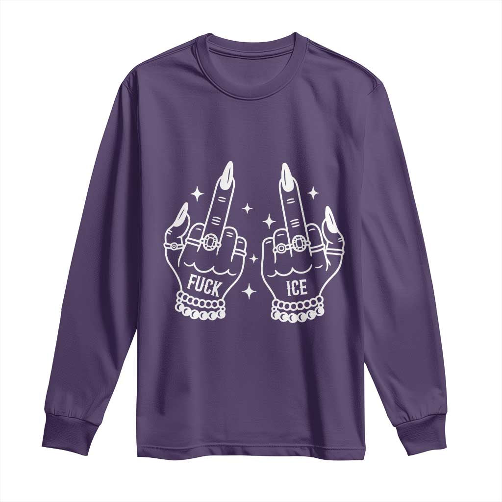 Middle Finger F Ice Long Sleeve Shirt Against Ice Violence Outspoken Resistance TS02 Purple Print Your Wear