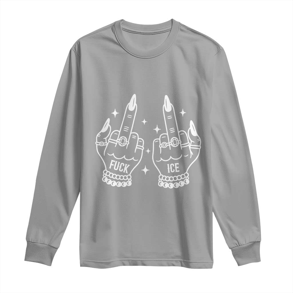 Middle Finger F Ice Long Sleeve Shirt Against Ice Violence Outspoken Resistance TS02 Sport Gray Print Your Wear