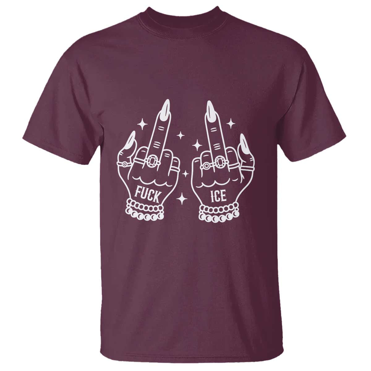 Middle Finger F Ice T Shirt Against Ice Violence Outspoken Resistance TS02 Maroon Print Your Wear