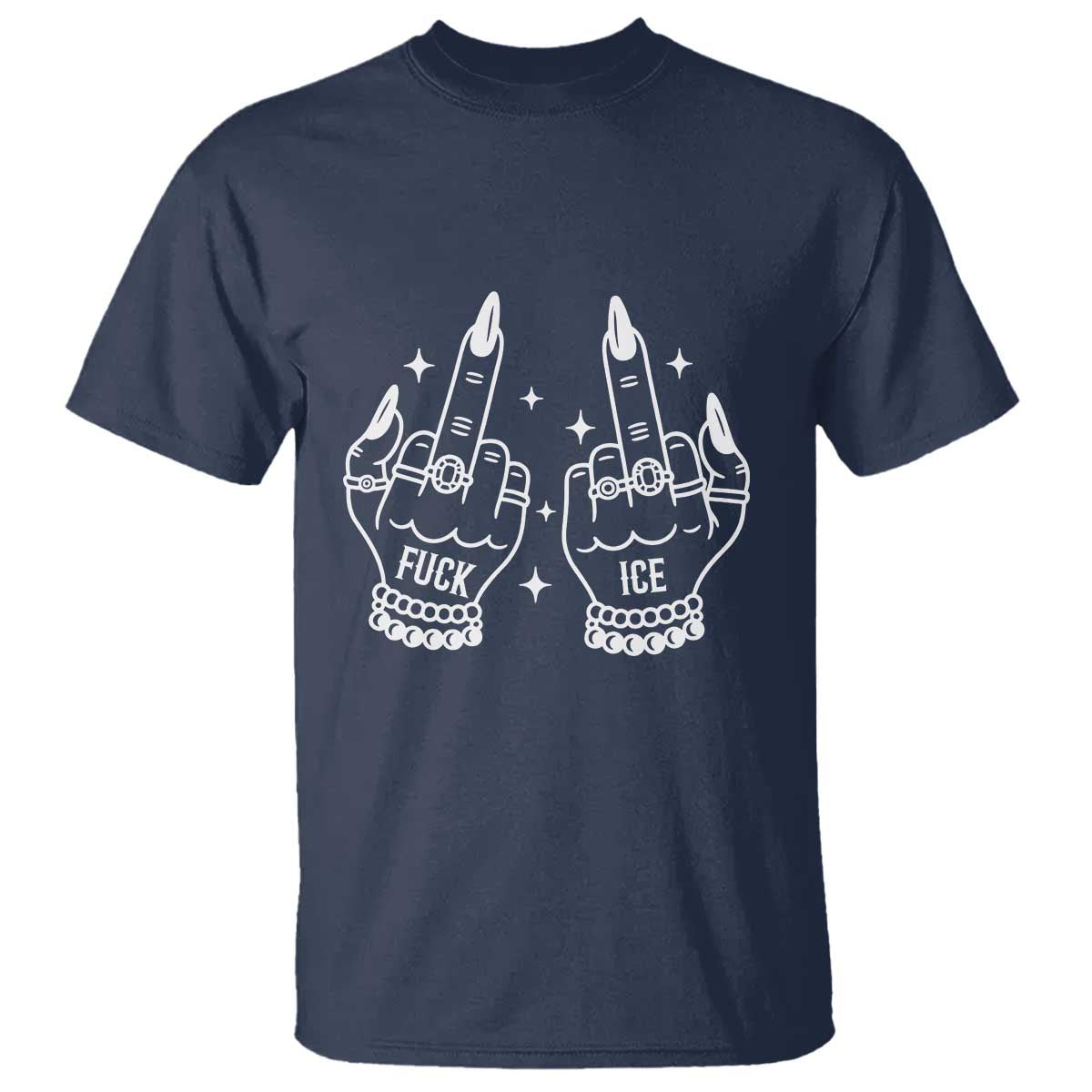 Middle Finger F Ice T Shirt Against Ice Violence Outspoken Resistance TS02 Navy Print Your Wear