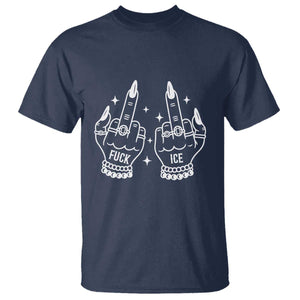 Middle Finger F Ice T Shirt Against Ice Violence Outspoken Resistance TS02 Navy Print Your Wear