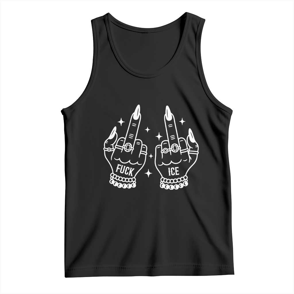 Middle Finger F Ice Tank Top Against Ice Violence Outspoken Resistance TS02 Black Print Your Wear