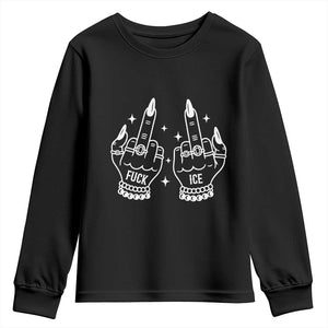 Middle Finger F Ice Youth Sweatshirt Against Ice Violence Outspoken Resistance TS02 Black Print Your Wear