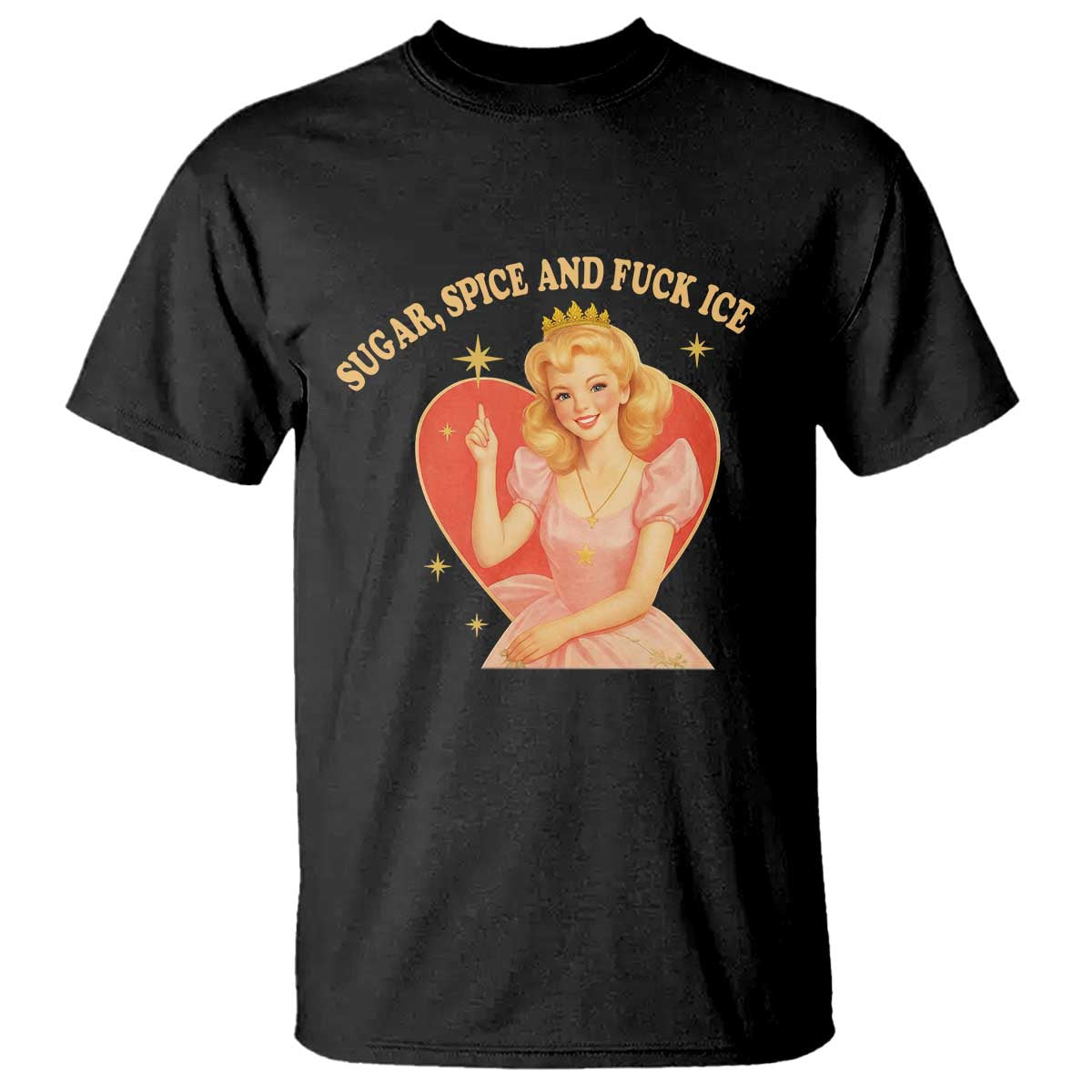 Sugar Spice and F Ice Retro Fairy T Shirt Feminist Against Ice Protest Political Resistance TS02 Black Print Your Wear