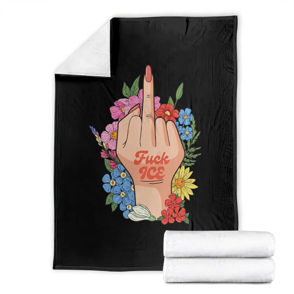 Floral Middle Finger F Ice Throw Blanket TS02 Black Print Your Wear