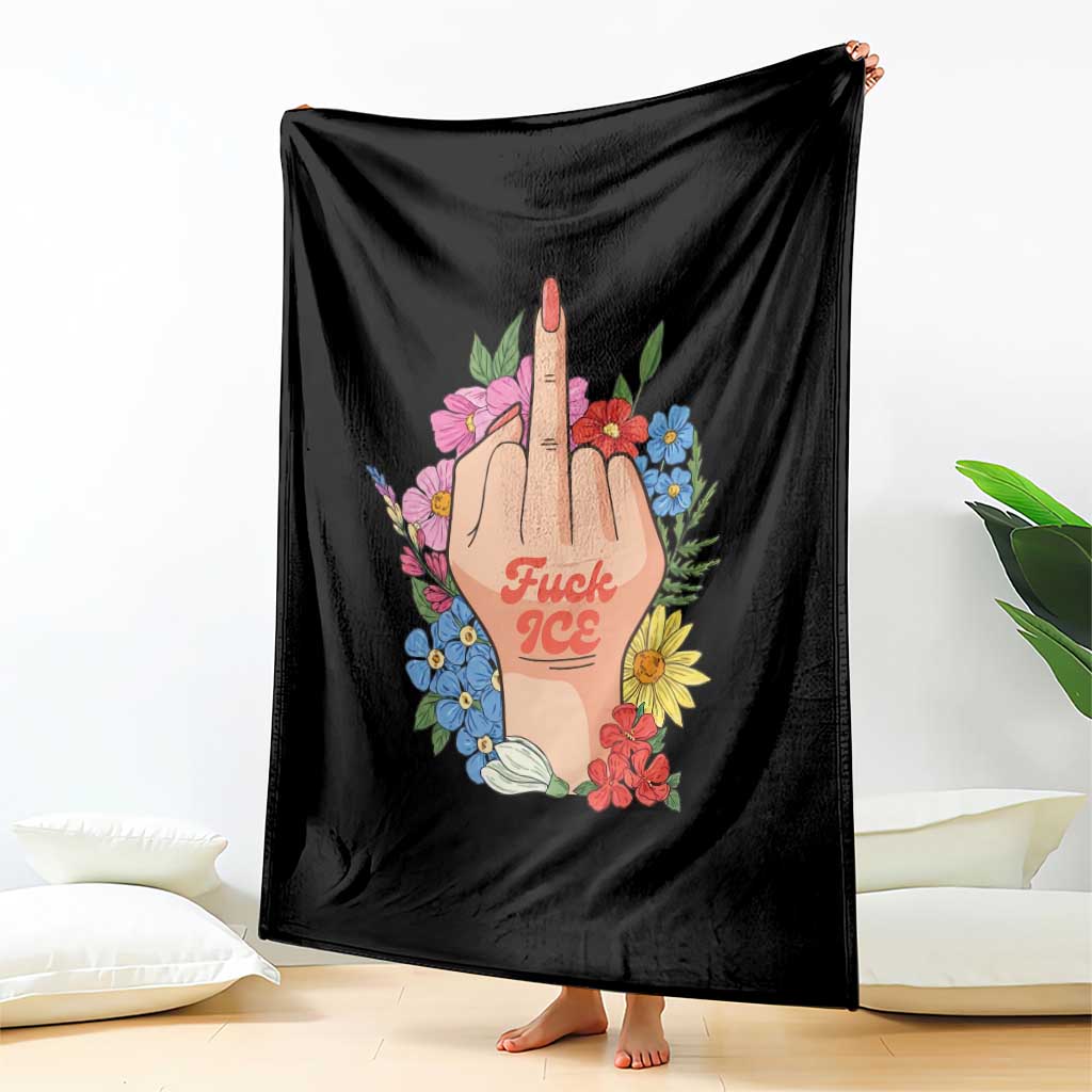 Floral Middle Finger F Ice Throw Blanket TS02 Print Your Wear