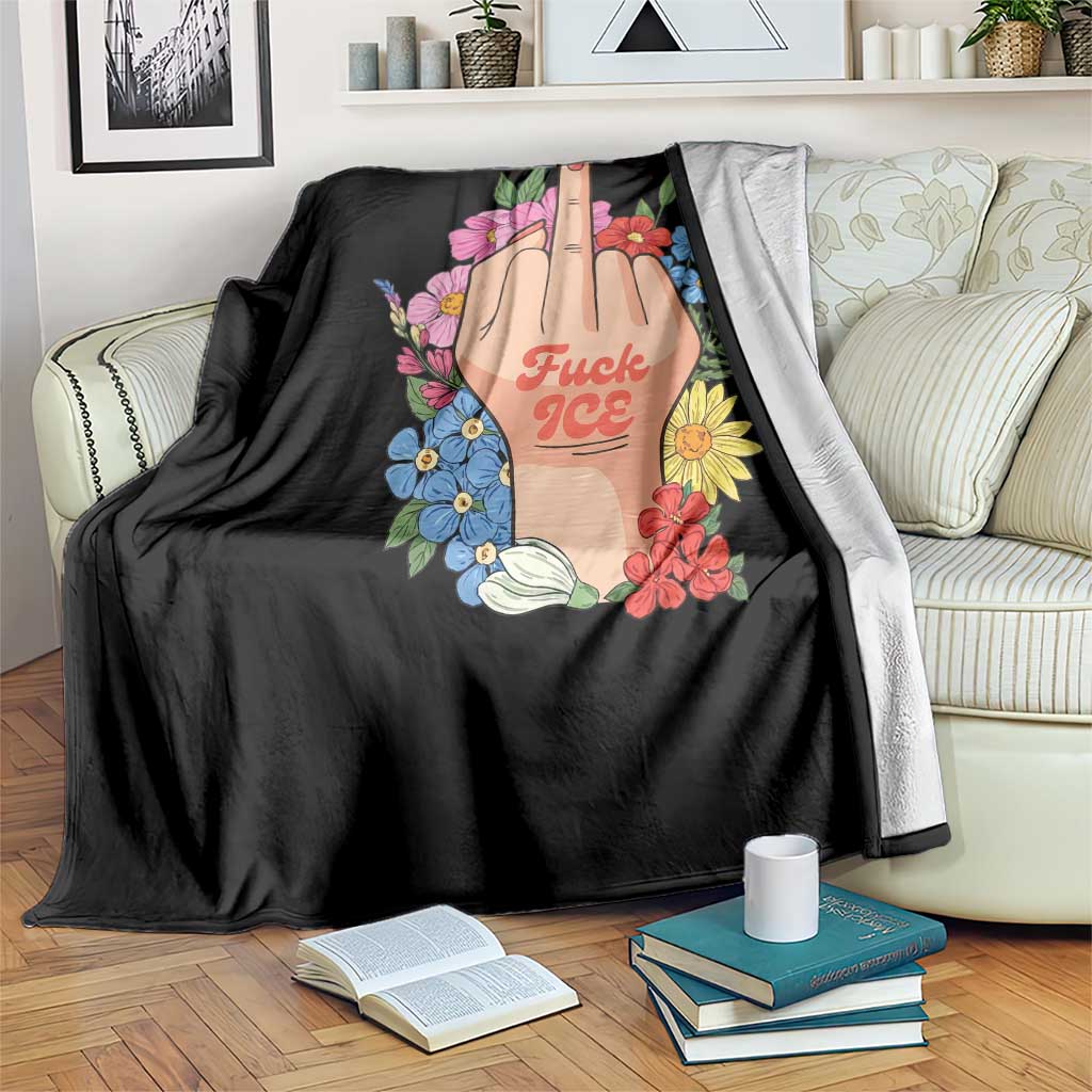 Floral Middle Finger F Ice Throw Blanket TS02 Print Your Wear