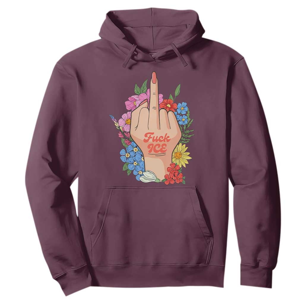 Floral Middle Finger F Ice Hoodie TS02 Maroon Print Your Wear