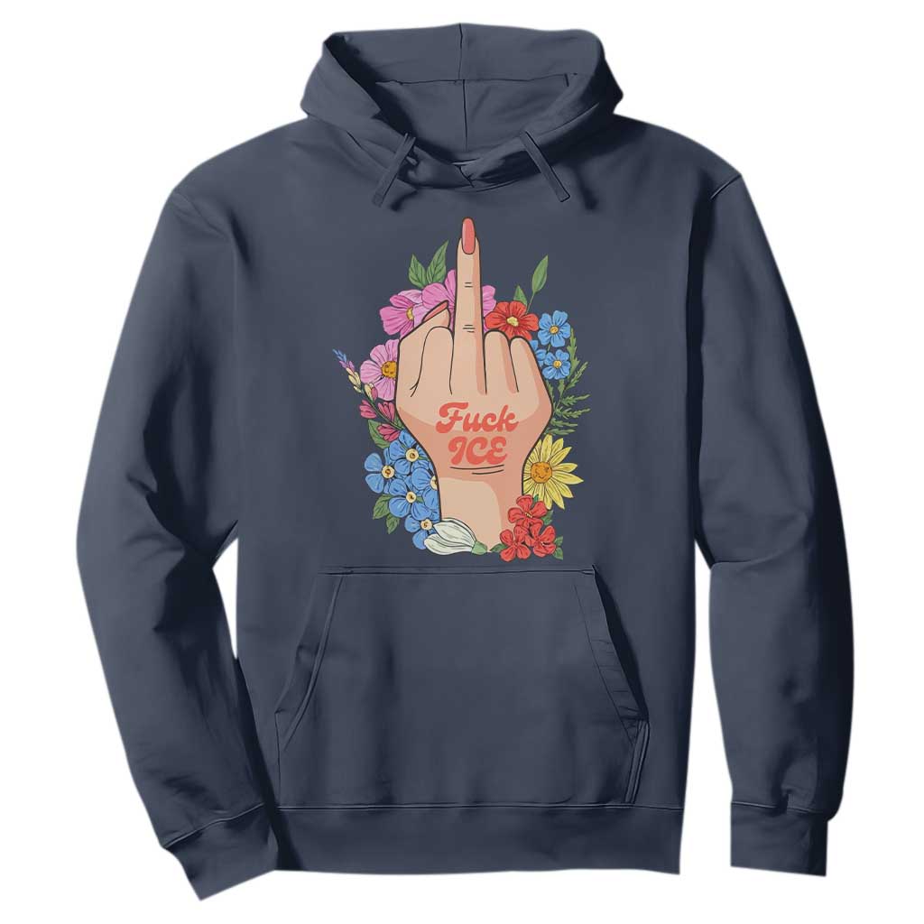 Floral Middle Finger F Ice Hoodie TS02 Navy Print Your Wear