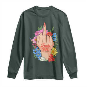 Floral Middle Finger F Ice Long Sleeve Shirt TS02 Dark Forest Green Print Your Wear