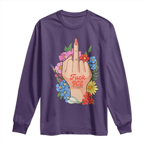 Floral Middle Finger F Ice Long Sleeve Shirt TS02 Purple Print Your Wear