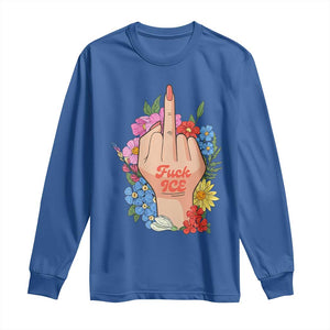 Floral Middle Finger F Ice Long Sleeve Shirt TS02 Royal Blue Print Your Wear