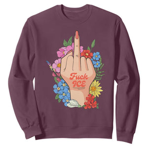 Floral Middle Finger F Ice Sweatshirt TS02 Maroon Print Your Wear