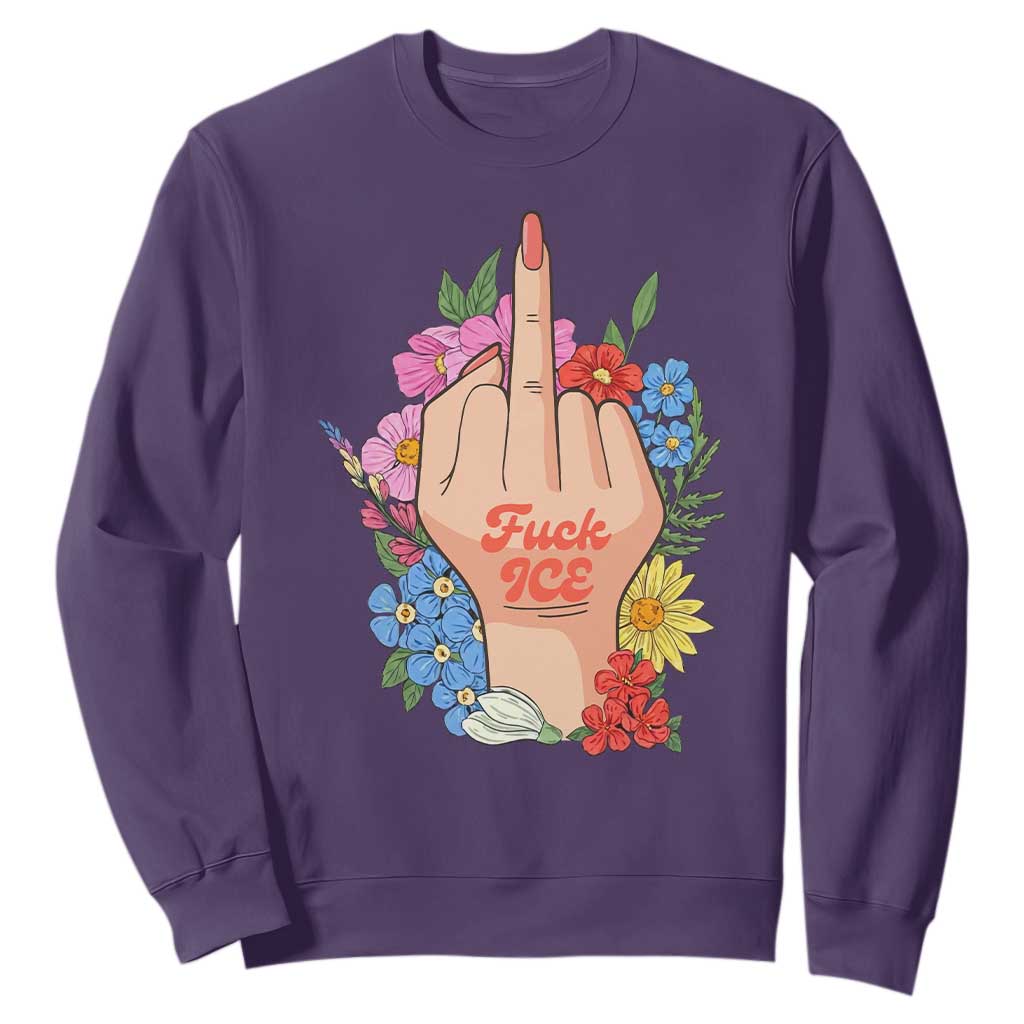 Floral Middle Finger F Ice Sweatshirt TS02 Purple Print Your Wear
