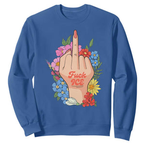 Floral Middle Finger F Ice Sweatshirt TS02 Royal Blue Print Your Wear