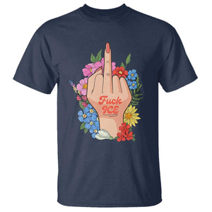 Floral Middle Finger F Ice T Shirt TS02 Navy Print Your Wear
