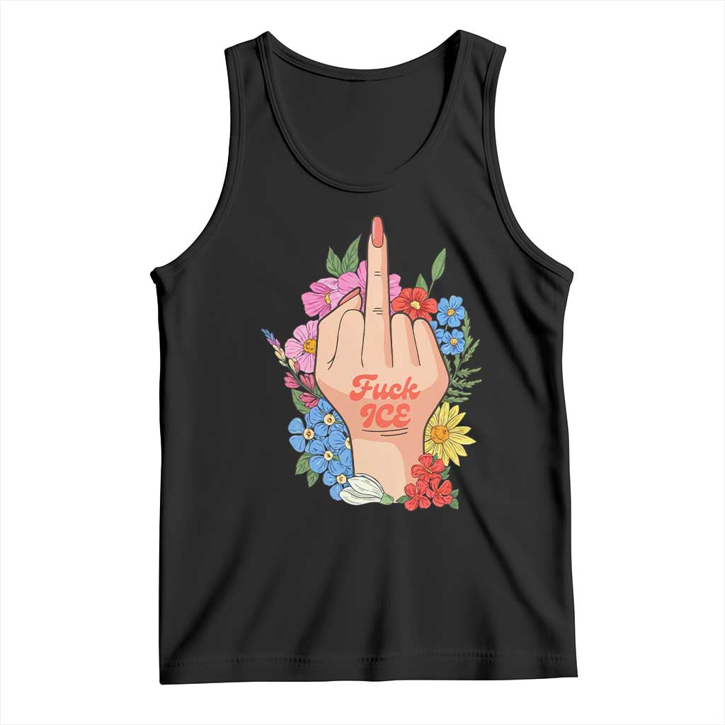 Floral Middle Finger F Ice Tank Top TS02 Black Print Your Wear