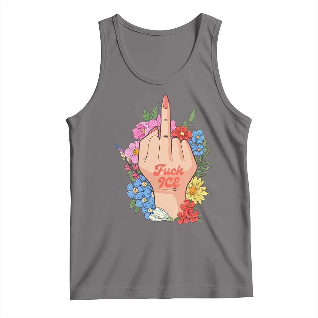 Floral Middle Finger F Ice Tank Top TS02 Deep Heather Print Your Wear