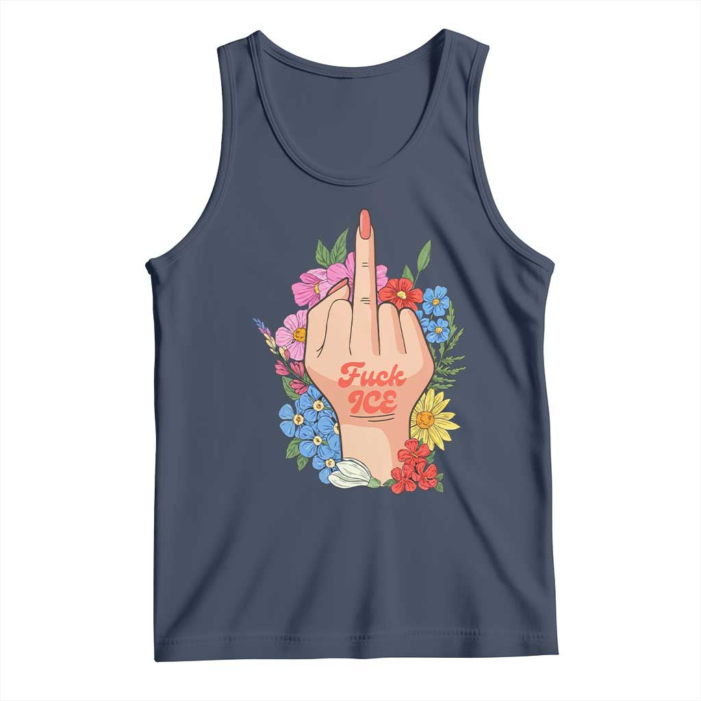 Floral Middle Finger F Ice Tank Top TS02 Navy Print Your Wear