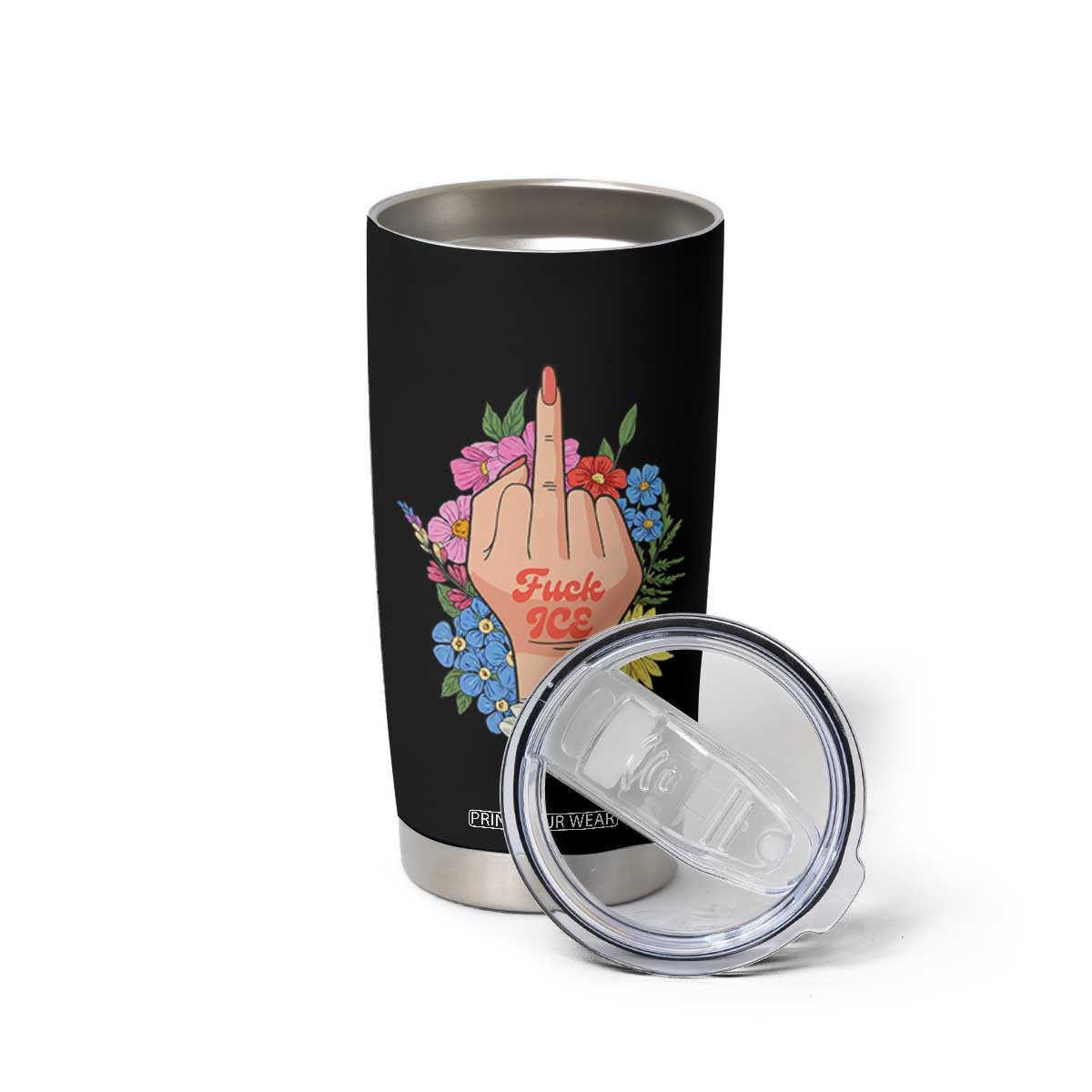 Floral Middle Finger F Ice Tumbler Cup TS02 Print Your Wear