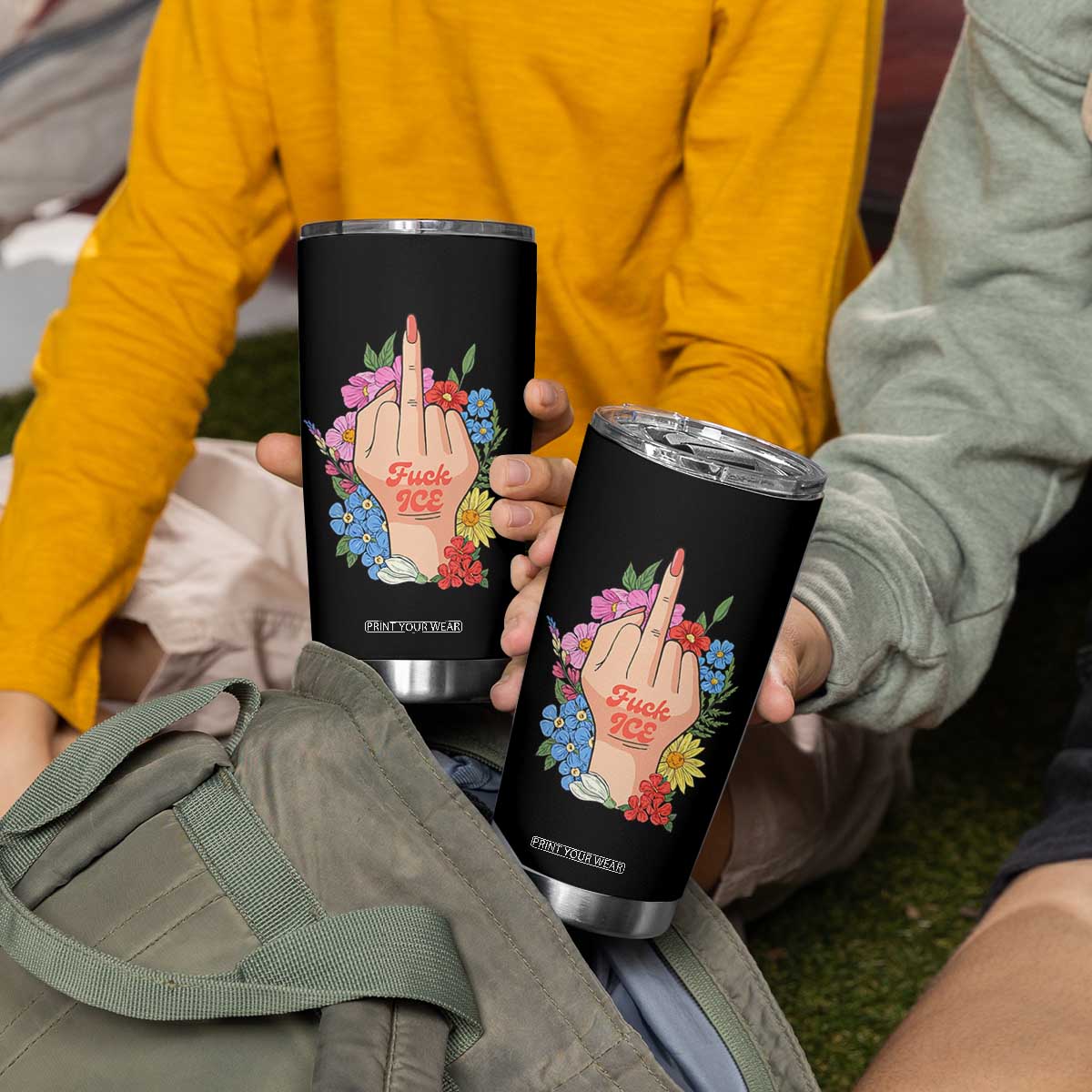 Floral Middle Finger F Ice Tumbler Cup TS02 Print Your Wear