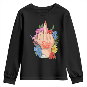 Floral Middle Finger F Ice Youth Sweatshirt TS02 Black Print Your Wear