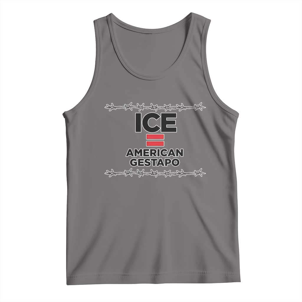 Ice Equals American Gestapo Tank Top Barbed Wire Protest Political Resistance TS02 Deep Heather Print Your Wear