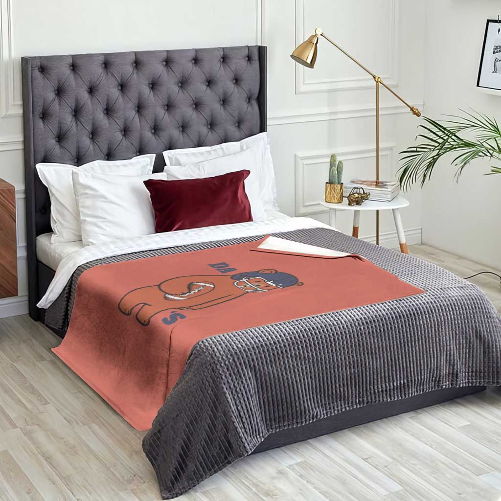 Cute Bear Holding Rugby Sport Fans Graphic Throw Blanket TS02 Print Your Wear