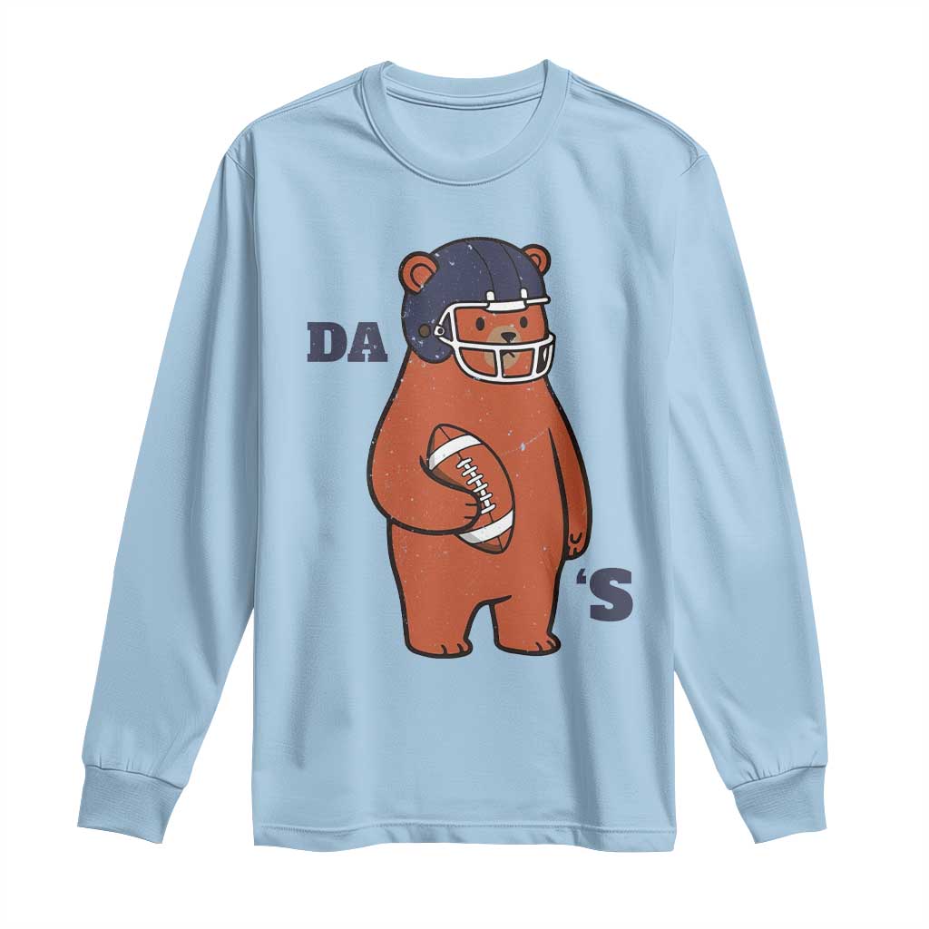 Cute Bear Holding Rugby Sport Fans Graphic Long Sleeve Shirt TS02 Light Blue Print Your Wear
