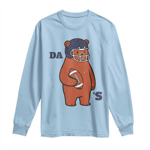 Cute Bear Holding Rugby Sport Fans Graphic Long Sleeve Shirt TS02 Light Blue Print Your Wear