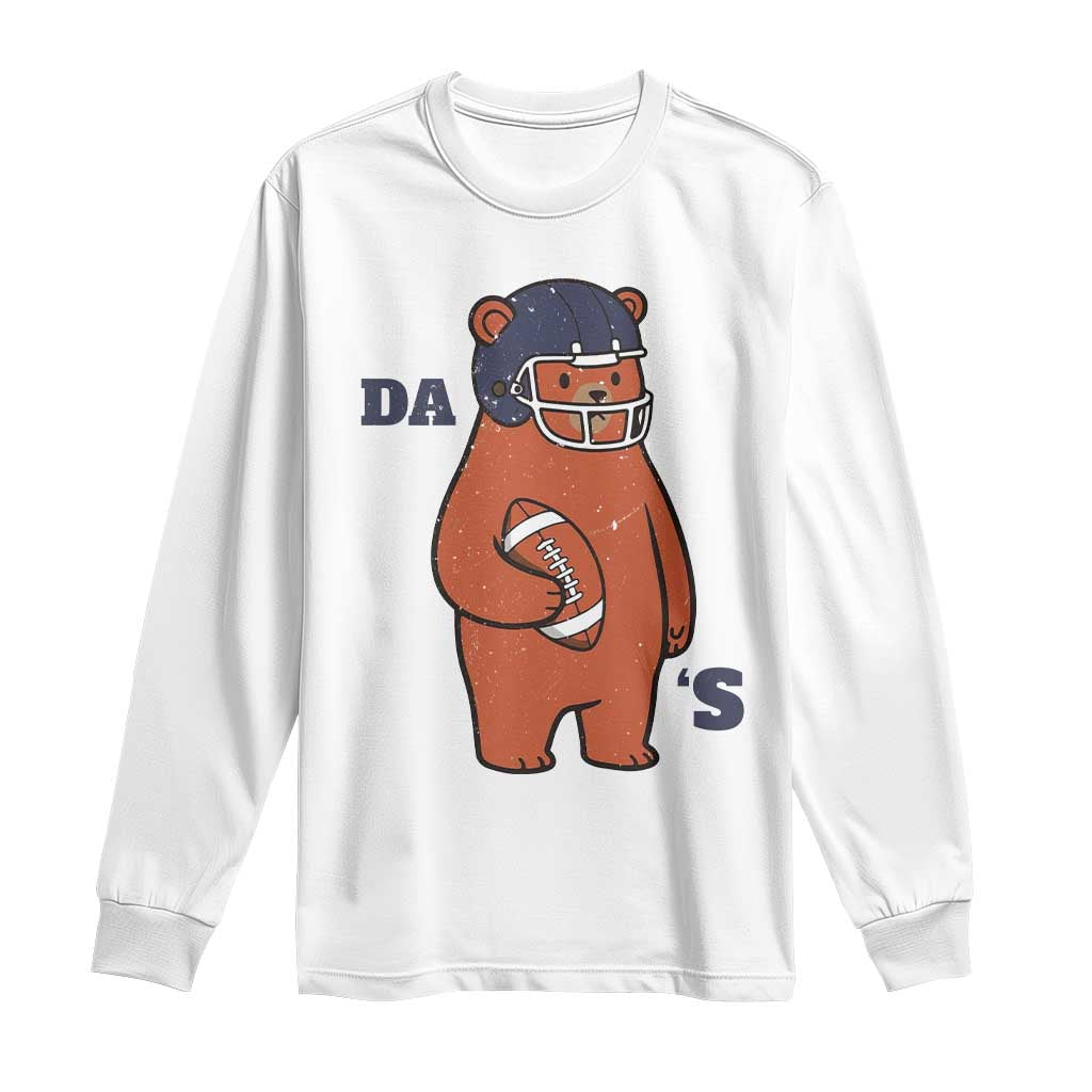 Cute Bear Holding Rugby Sport Fans Graphic Long Sleeve Shirt TS02 White Print Your Wear