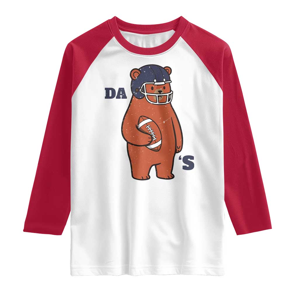 Cute Bear Holding Rugby Sport Fans Graphic Raglan Shirt TS02 White Red Print Your Wear