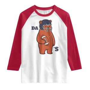 Cute Bear Holding Rugby Sport Fans Graphic Raglan Shirt TS02 White Red Print Your Wear