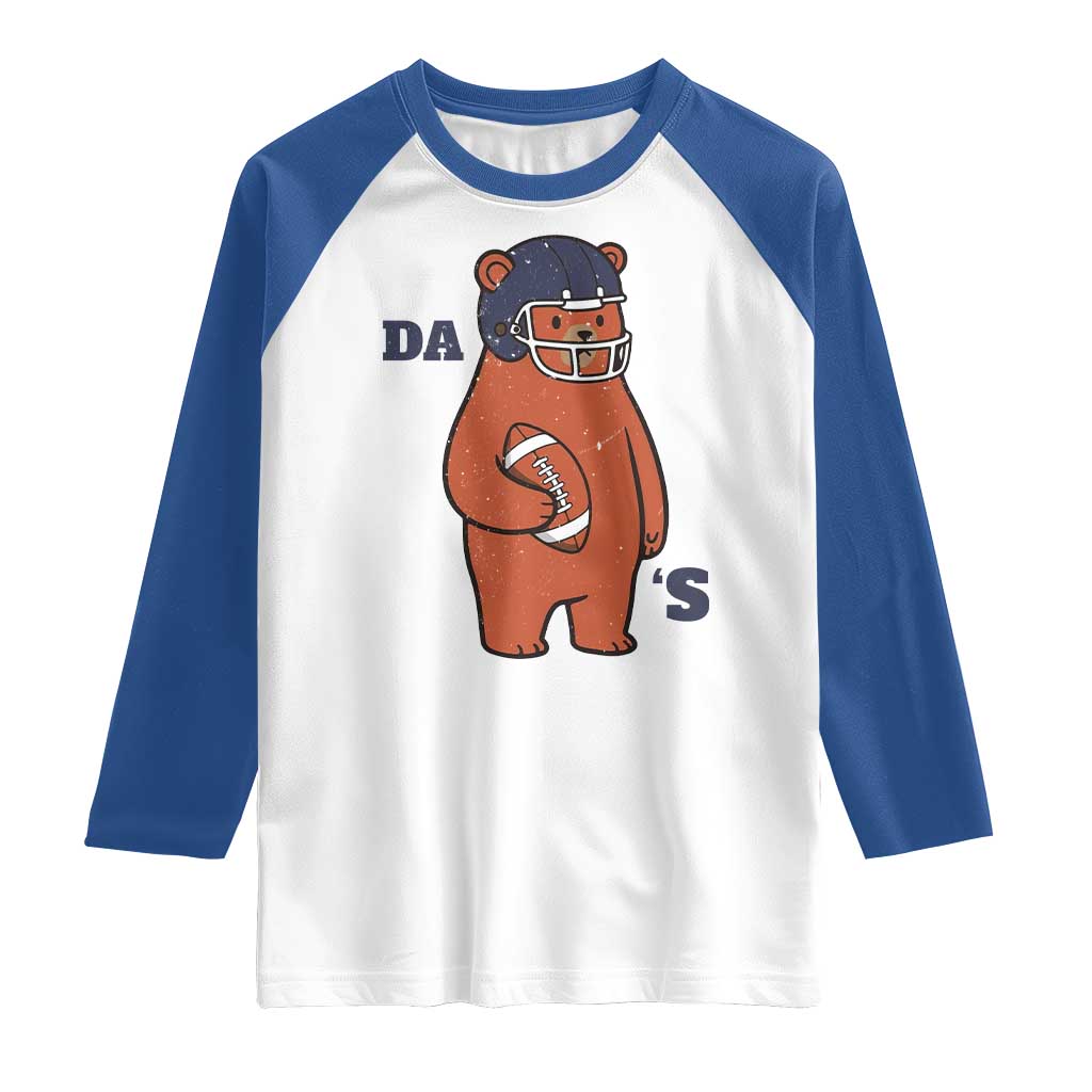 Cute Bear Holding Rugby Sport Fans Graphic Raglan Shirt TS02 White Royal Print Your Wear