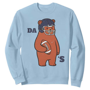 Cute Bear Holding Rugby Sport Fans Graphic Sweatshirt TS02 Light Blue Print Your Wear
