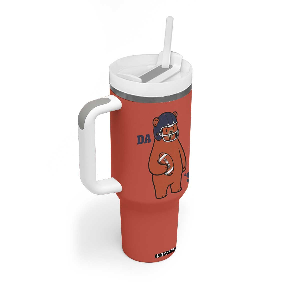Cute Bear Holding Rugby Sport Fans Graphic Tumbler With Handle TS02 Print Your Wear