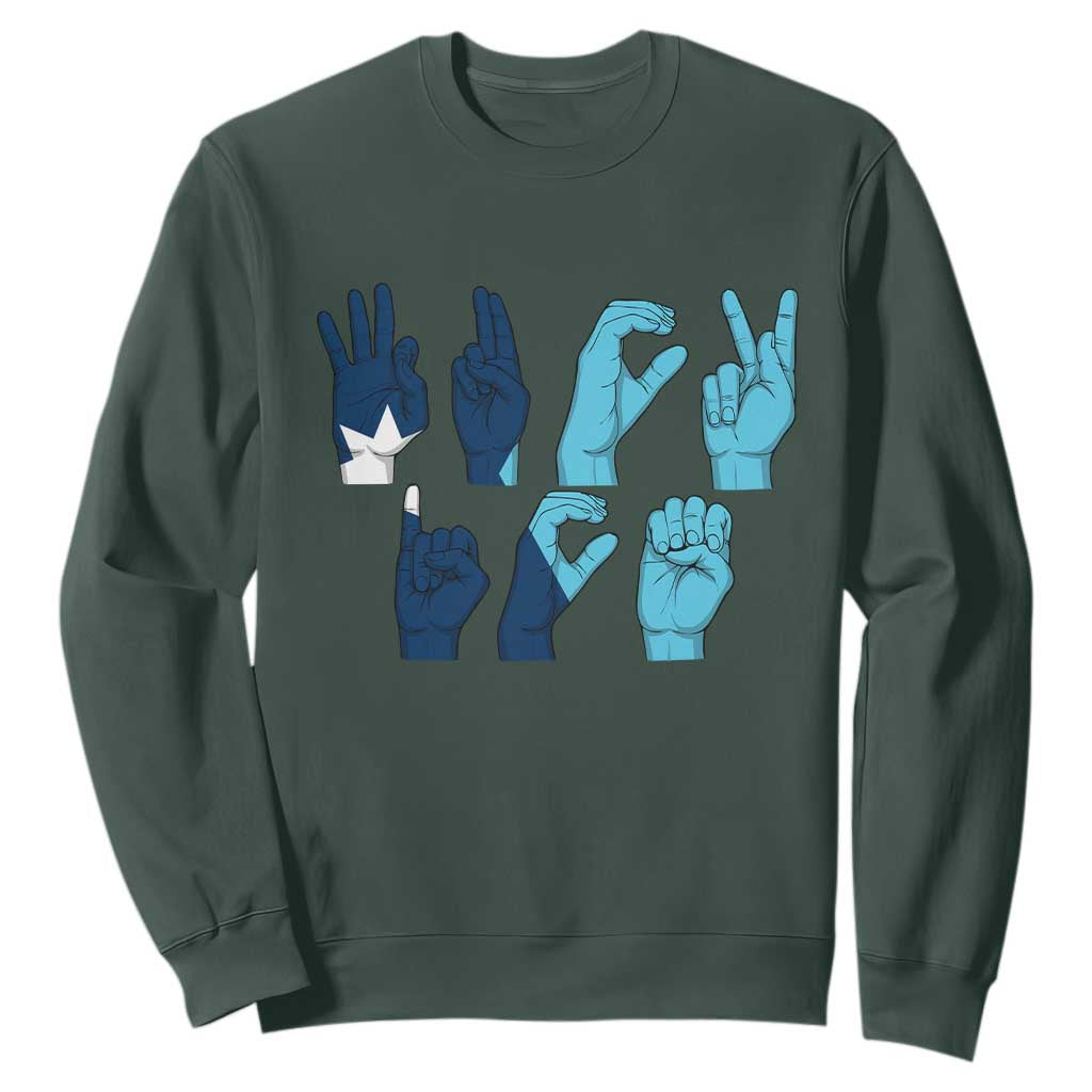 F Ice Out of Minneapolis Hand Signs Sweatshirt State Flag Justice Protest Resistance TS02 Dark Forest Green Print Your Wear
