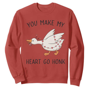 Funny Valentine Goose Sweatshirt You Make My Heart Go Honk Cute Romantic Gift TS02 Red Print Your Wear