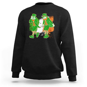 Funny St. Patricks Day Sweatshirt Leprechaun Griddy Dance Paddy Ireland Flag TS02 Black Printyourwear