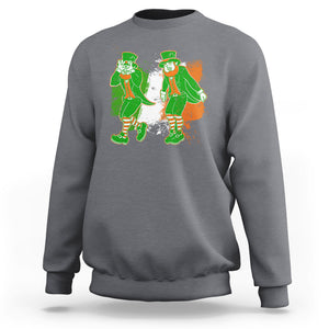 Funny St. Patricks Day Sweatshirt Leprechaun Griddy Dance Paddy Ireland Flag TS02 Charcoal Printyourwear