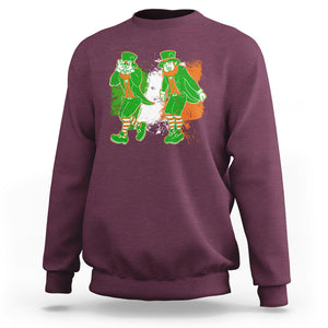 Funny St. Patricks Day Sweatshirt Leprechaun Griddy Dance Paddy Ireland Flag TS02 Maroon Printyourwear