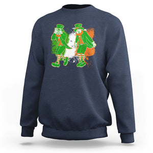 Funny St. Patricks Day Sweatshirt Leprechaun Griddy Dance Paddy Ireland Flag TS02 Navy Printyourwear