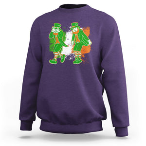 Funny St. Patricks Day Sweatshirt Leprechaun Griddy Dance Paddy Ireland Flag TS02 Purple Printyourwear