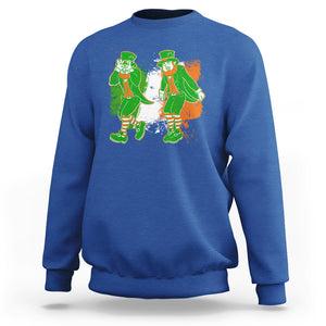 Funny St. Patricks Day Sweatshirt Leprechaun Griddy Dance Paddy Ireland Flag TS02 Royal Blue Printyourwear